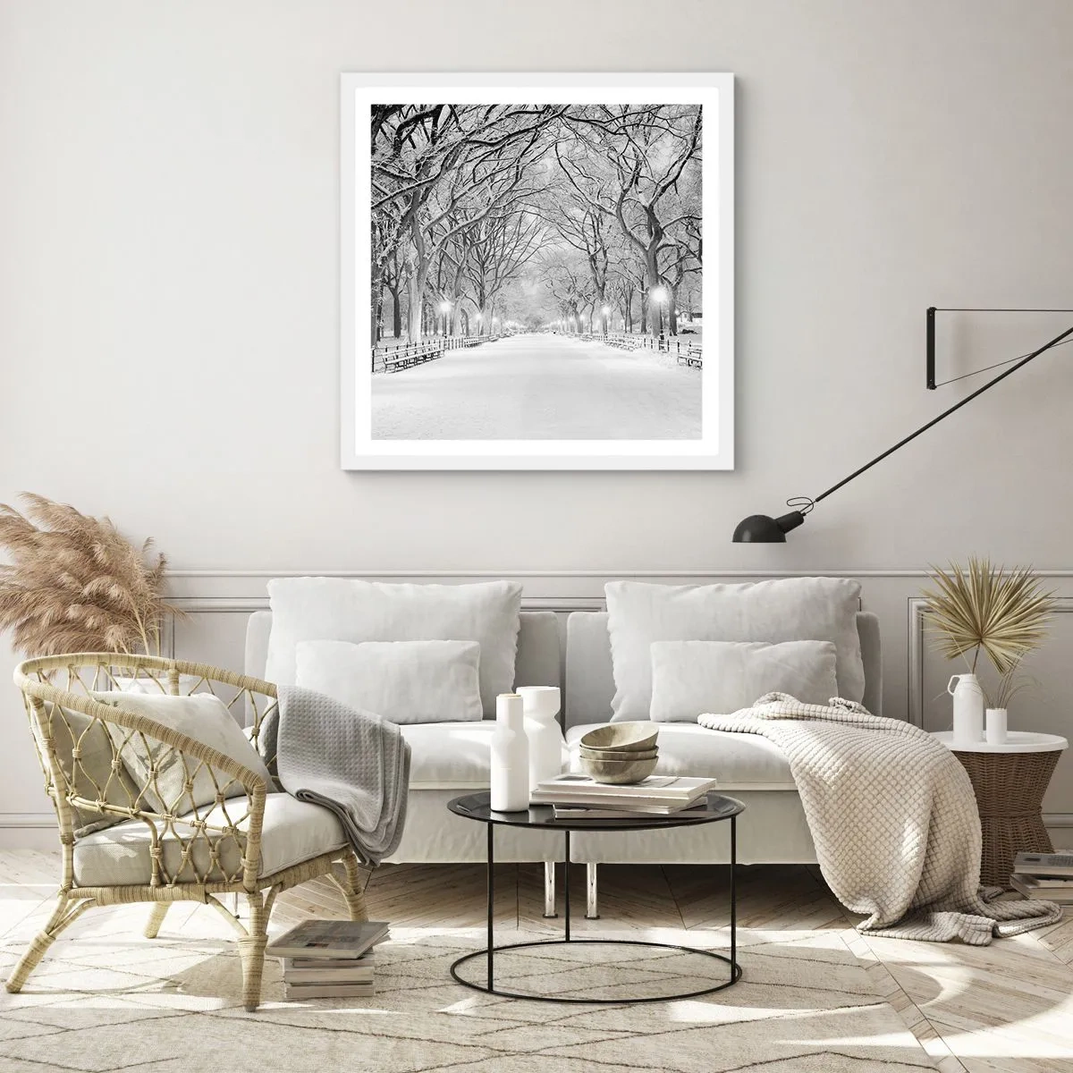 Affiche dans un cadre blanc - Poster - Les quatres saisons – l’hiver - 60x60 cm