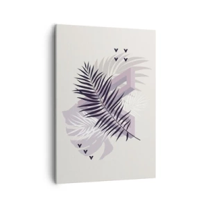 Impression sur toile - Image sur toile - Une composition minimaliste avec des feuilles et des formes géométriques - 50x70cm - L'ombre de l'obscurité - Décoration murale moderne pour le salon et la chambre ARTTOR