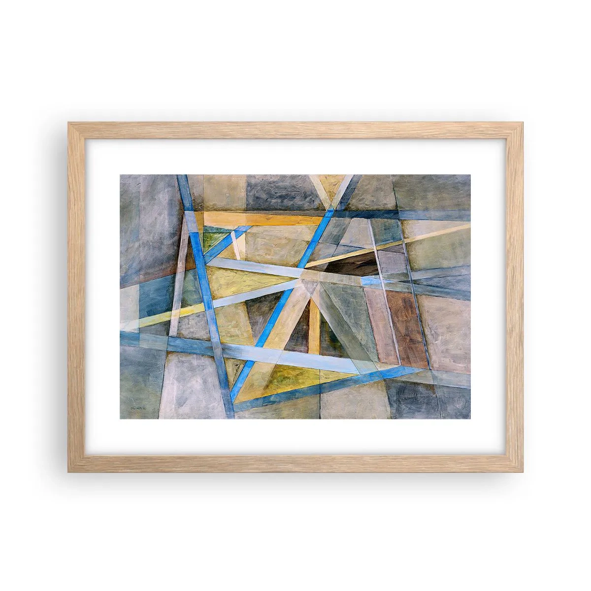 Affiche dans un chêne clair - Poster - Tout droit ou en diagonale ? - 40x30 cm