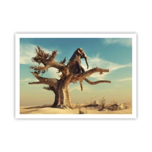 Affiche - Poster - Un éléphant assis sur un arbre dans un paysage surréaliste - 100x70cm - Nouveau point de vue - Décoration murale moderne pour le salon et la chambre ARTTOR