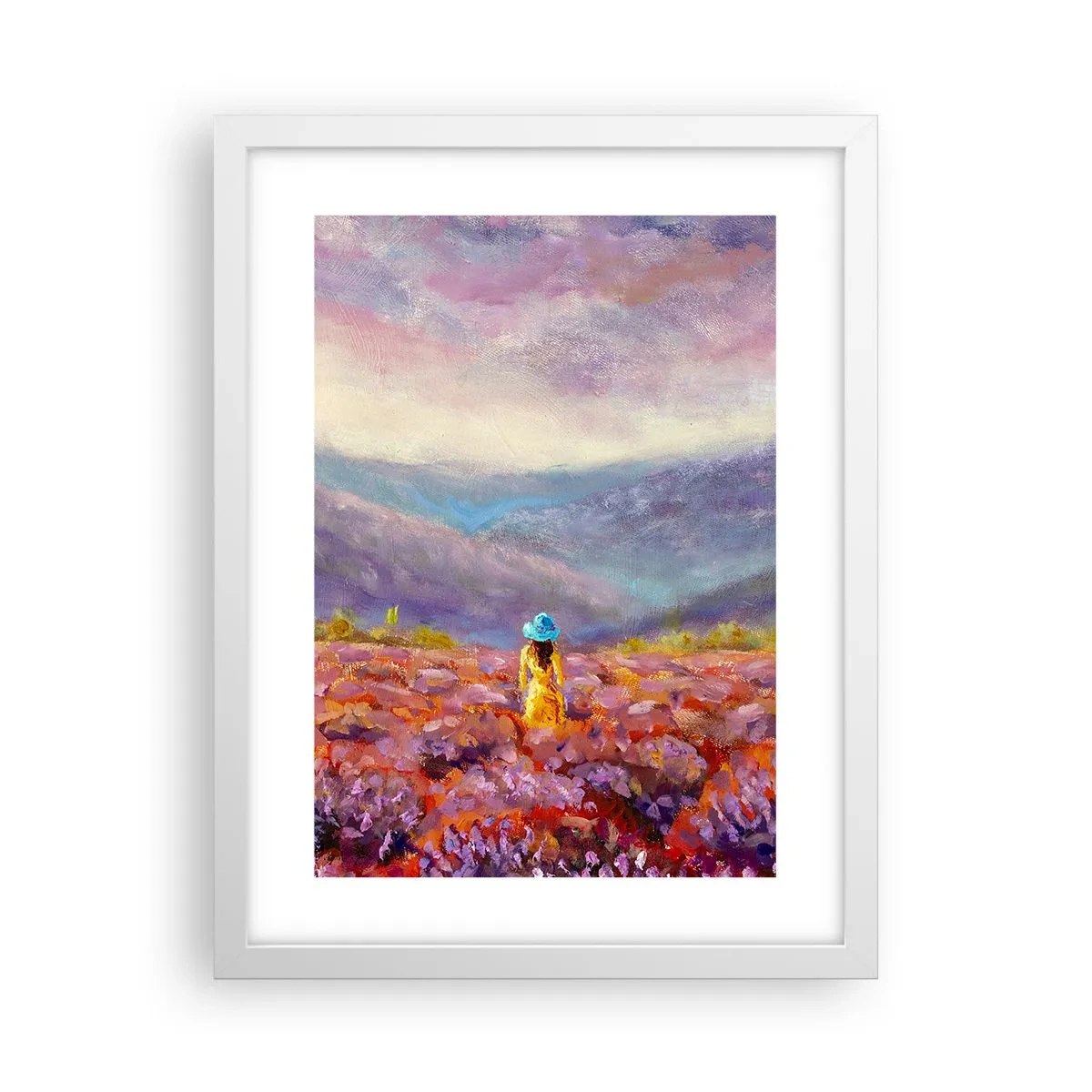 Affiche dans un cadre blanc - Poster - Dans un monde lavande - 30x40 cm