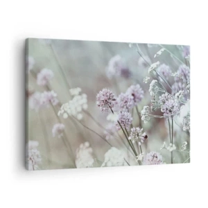 Impression sur toile - Image sur toile - Fleurs délicates aux tons pastel - 70x50cm - Herbes douces en filigrane - Décoration murale moderne pour le salon et la chambre ARTTOR