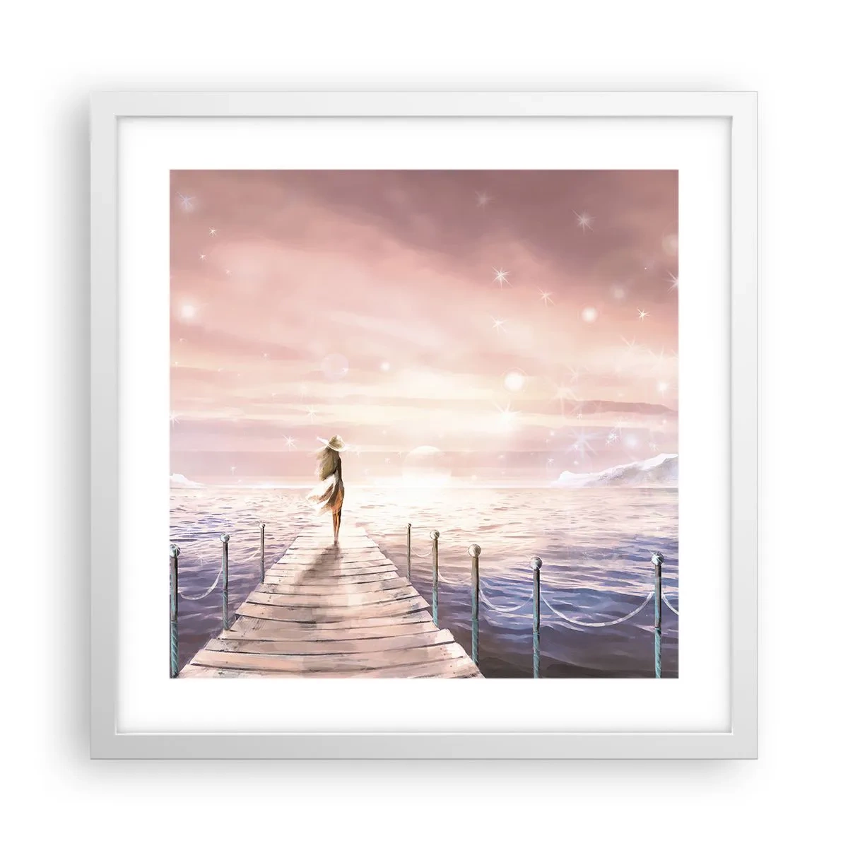 Affiche dans un cadre blanc - Poster - A la lumière d'un rêve - 40x40 cm
