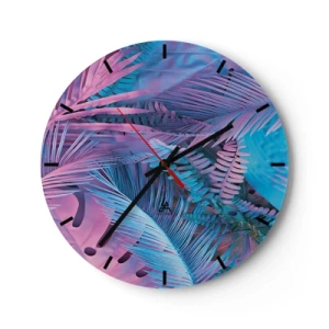 Horloge murale - Pendule murale - Les tropiques en rose et bleu - 40x40 cm