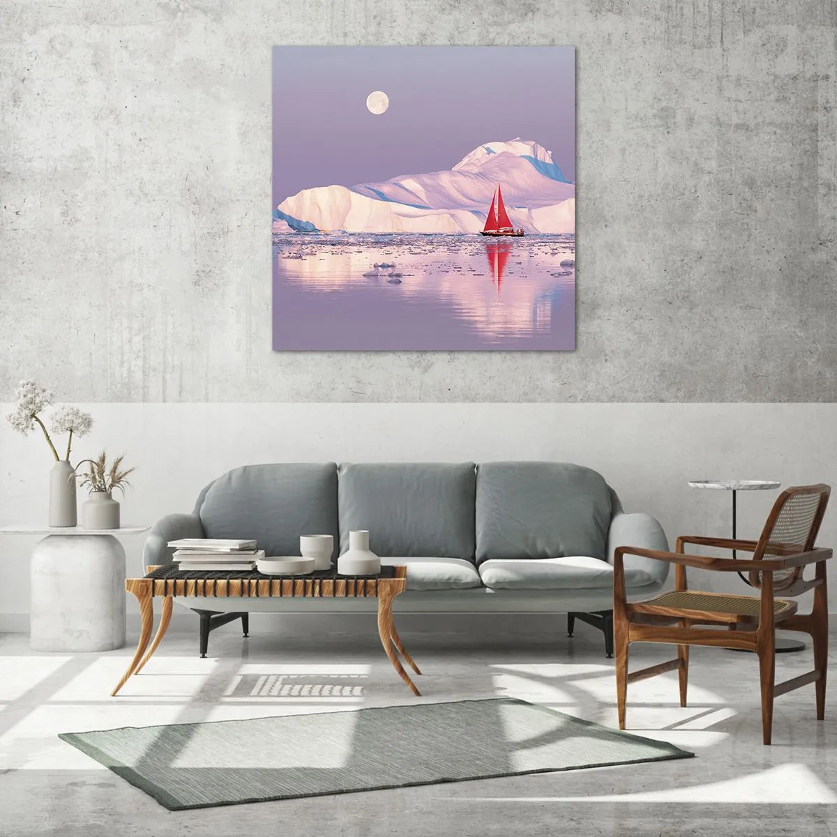 Impression sur verre - Image sur verre - La chaleur de la voile, le froid de la glace - 70x70 cm