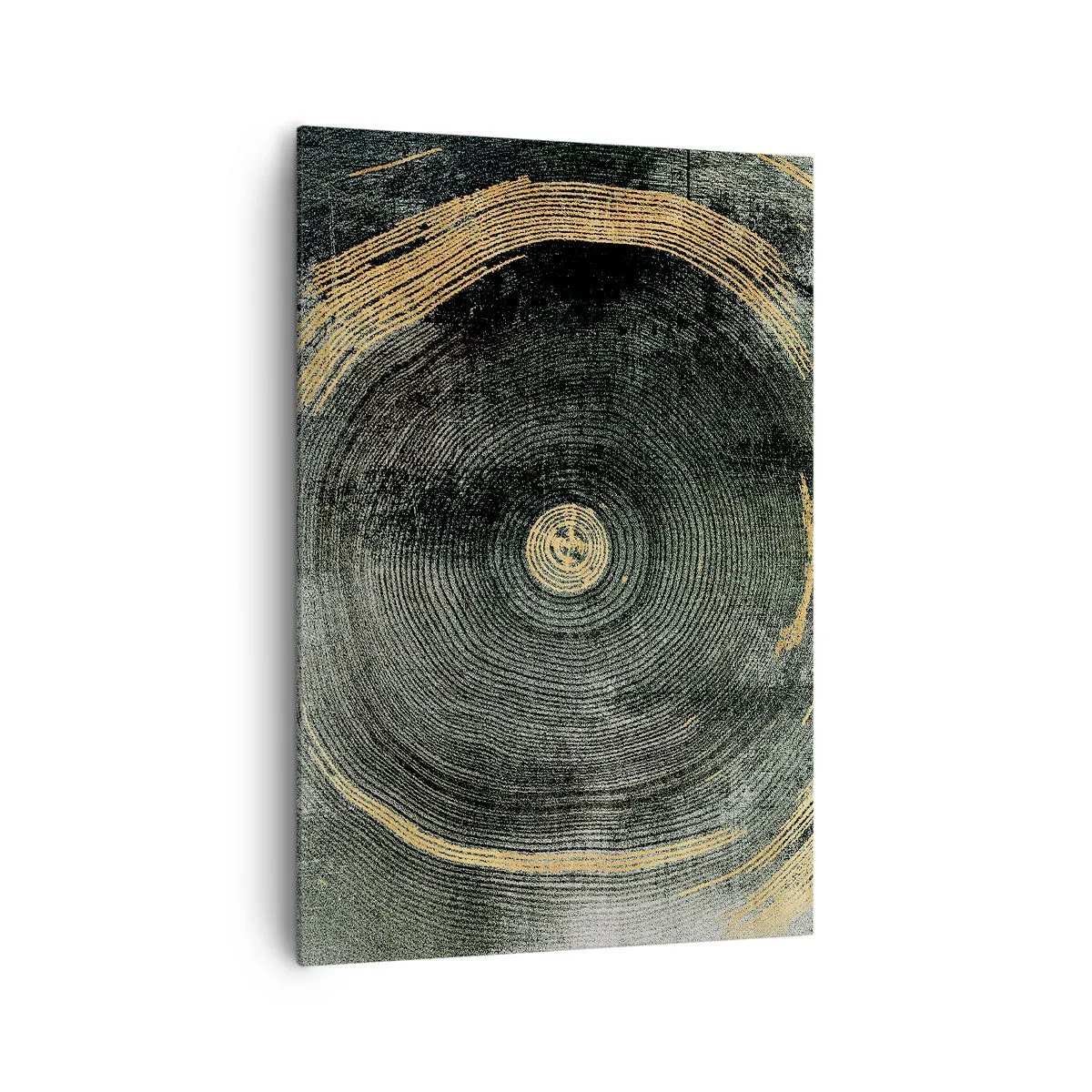 Impression sur toile - Image sur toile - Cercles concentriques avec des accents dorés - 70x100cm - Changement et persistance - Décoration murale moderne pour le salon et la chambre ARTTOR