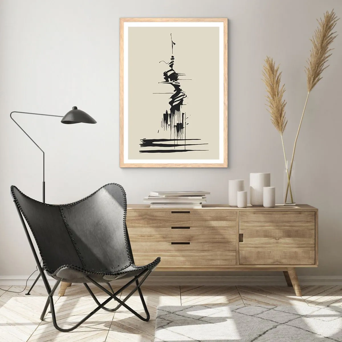 Affiche dans un chêne clair - Poster - Abstraction hâtive - 50x70 cm