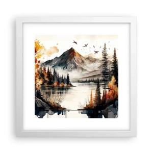 Affiche dans un cadre blanc - Poster - Automne doré dans les montagnes - 30x30 cm