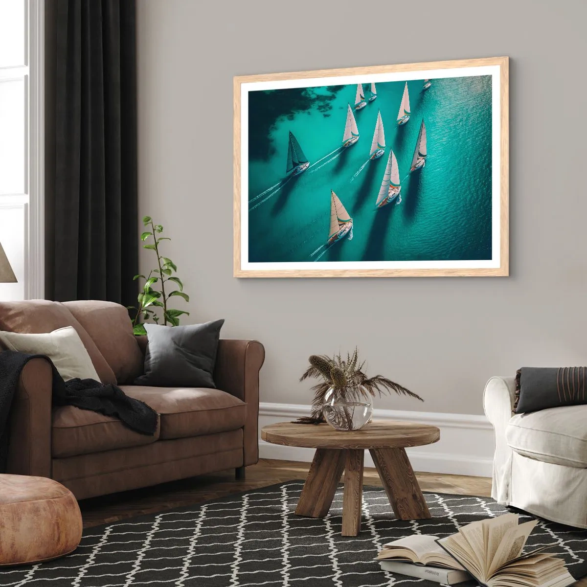 Affiche dans un chêne clair - Poster - Dans une compétition avec le vent - 50x40 cm