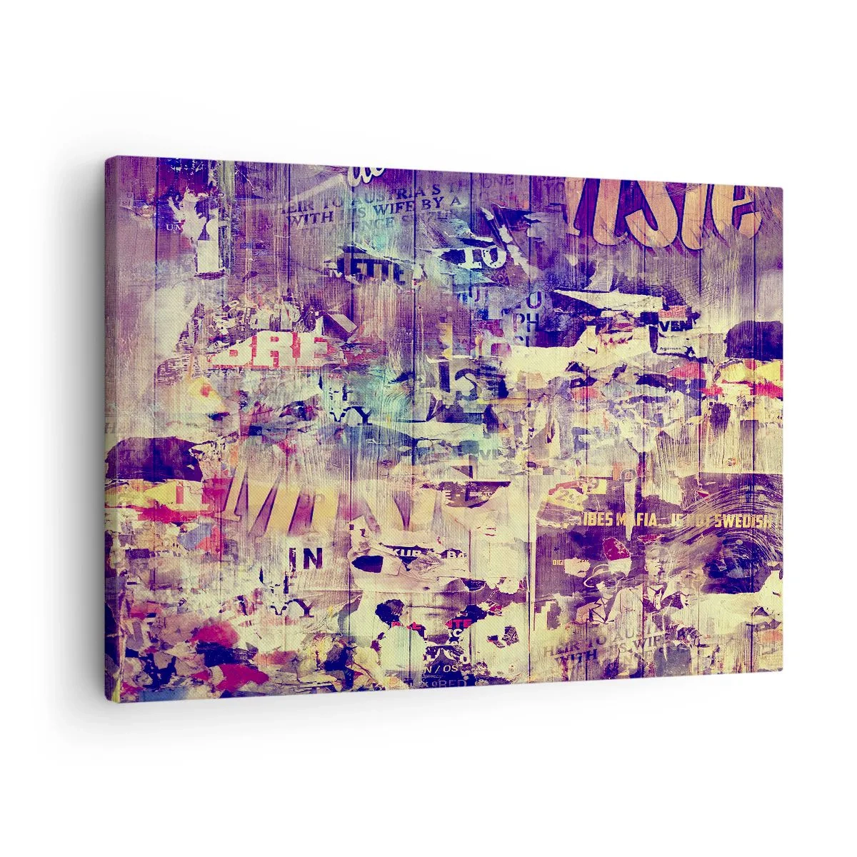 Impression sur toile - Image sur toile - Collage abstrait coloré avec texte et graphiques - 70x50cm - Et c'est tout ce qu'il y a à faire - Décoration murale moderne pour le salon et la chambre ARTTOR