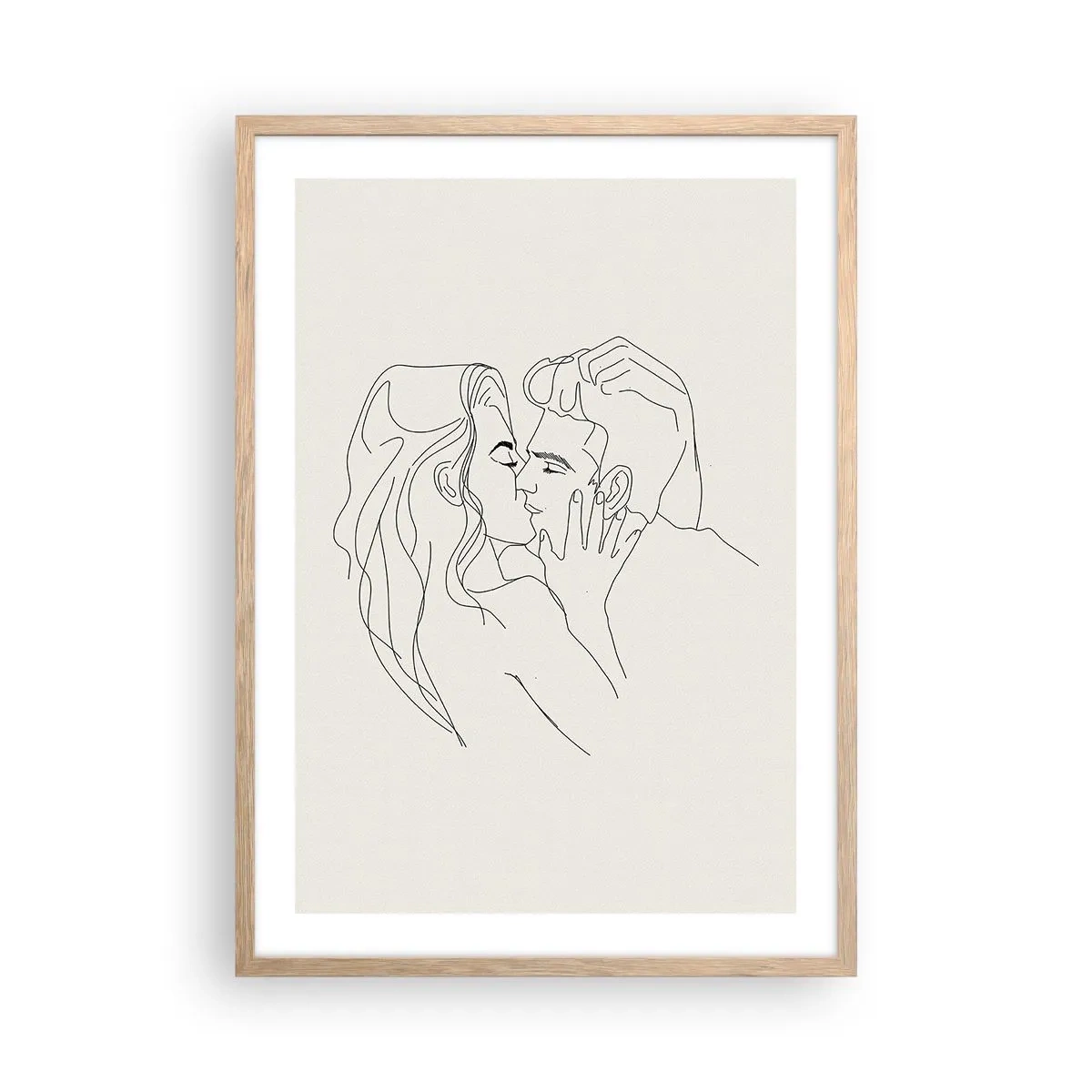 Affiche dans un chêne clair - Poster - Enlacé de sentiment - 50x70 cm