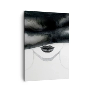 Impression sur toile - Image sur toile - Un portrait subtil d'une femme au visage couvert dans un style monochrome. - 50x70cm - Un mystère sensuel - Décoration murale moderne pour le salon et la chambre ARTTOR