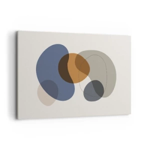 Impression sur toile - Image sur toile - Formes abstraites colorées dans des tons de bleu et de marron - 120x80cm - Gouttes de couleur - Décoration murale moderne pour le salon et la chambre ARTTOR