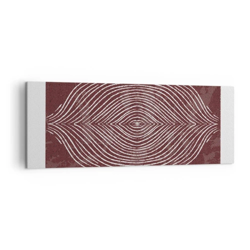 Impression sur toile - Image sur toile - Ondes symétriques en lignes blanches sur fond marron - 140x50cm - L'espace parle - Décoration murale moderne pour le salon et la chambre ARTTOR