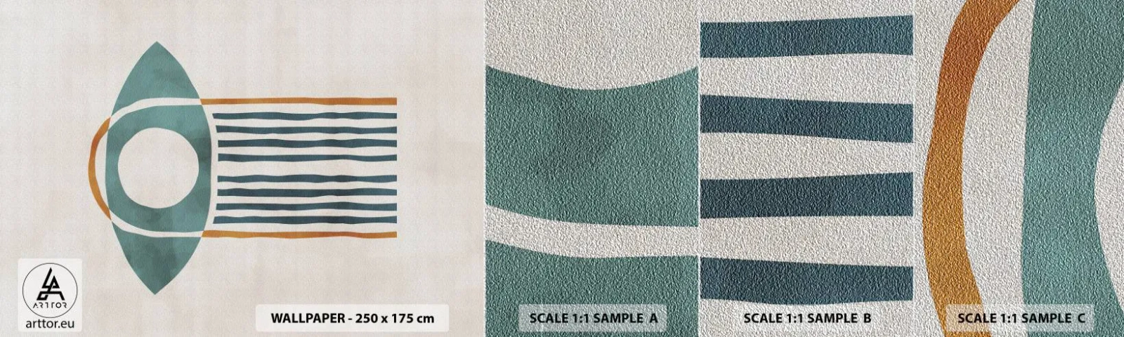 Échantillon de Papier Peint Premium Sand - Signes et rituels - Bohème, Œil, Minimalisme - 100x30 cm