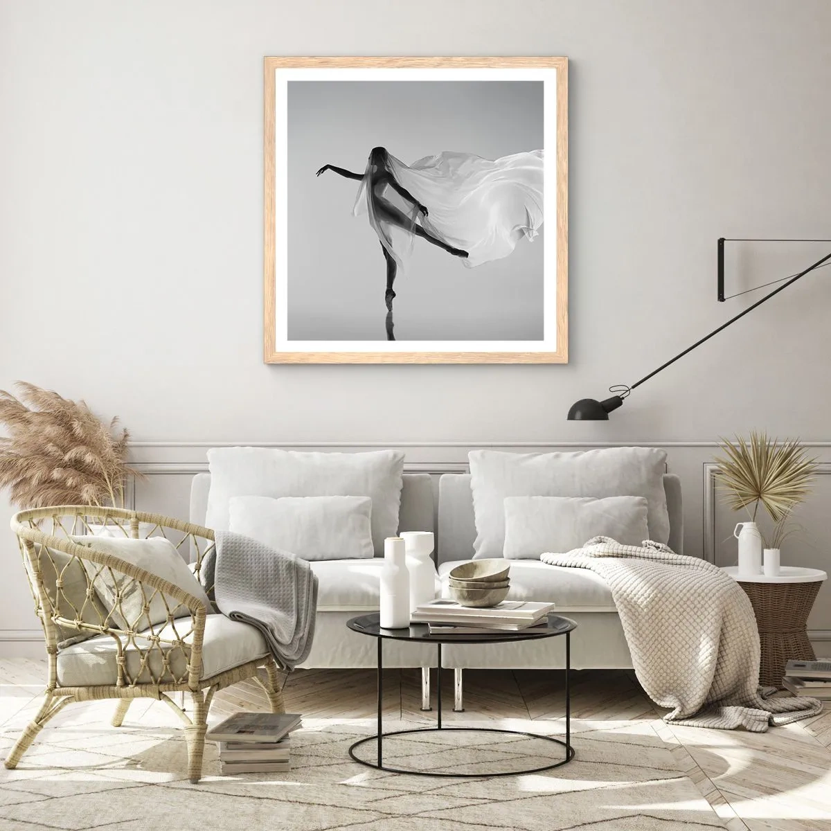 Affiche dans un chêne clair - Poster - Légèreté et grâce - 60x60 cm