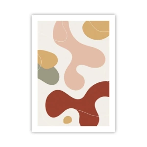 Affiche - Poster - Une composition abstraite aux tons pastel chauds. - 50x70cm - Entrelac - Décoration murale moderne pour le salon et la chambre ARTTOR