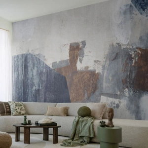 Papier Peint Photo Premium Sand - Formes bleues et brunes - Morceau, Abstraction, Minimalisme - 500x350 cm