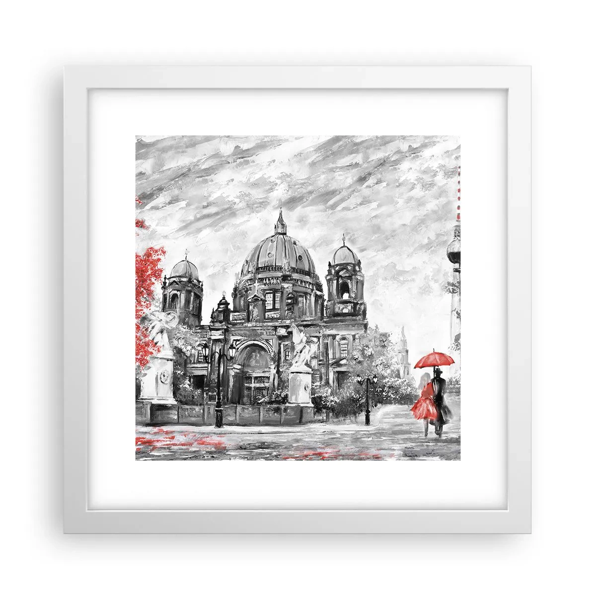 Affiche dans un cadre blanc - Poster - Rencontre berlinoise - 30x30 cm