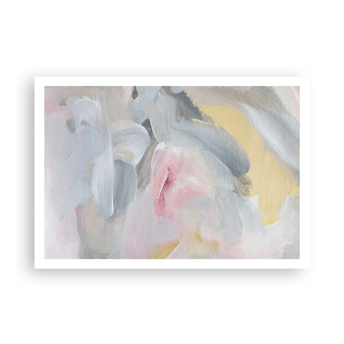 Affiche - Poster - Coups de pastel abstraits dans des tons de rose et de gris. - 100x70cm - Dans un monde pastel - Décoration murale moderne pour le salon et la chambre ARTTOR