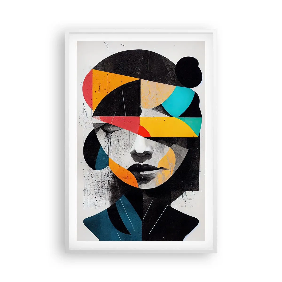 Affiche dans un cadre blanc - Poster - Portrait intérieur multicolore - 61x91 cm