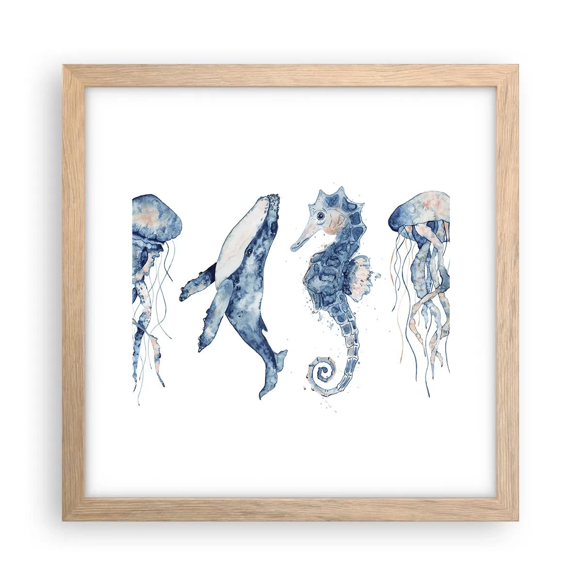 Affiche dans un chêne clair - Poster - Merveilles de la mer - 30x30 cm