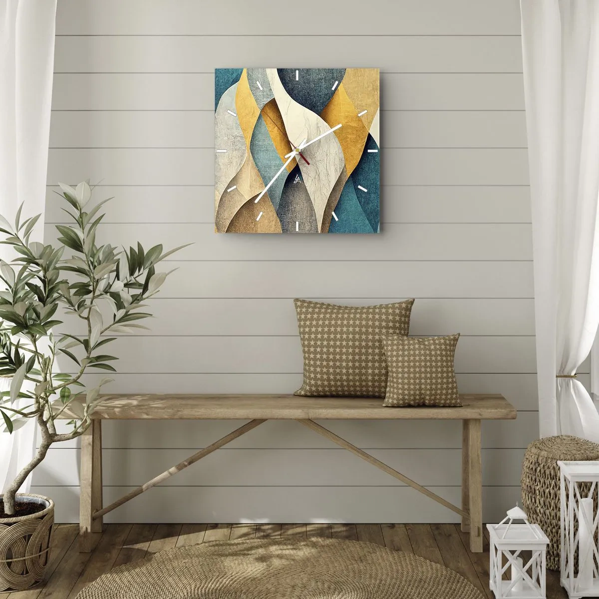 Horloge murale - Pendule murale - Rythme et vague - 30x30 cm