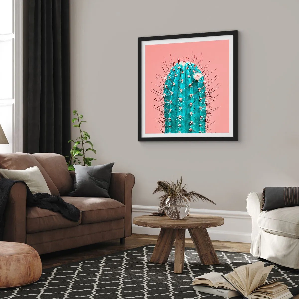 Affiche dans un cadre noir - Poster - Juste regarde - 50x50 cm