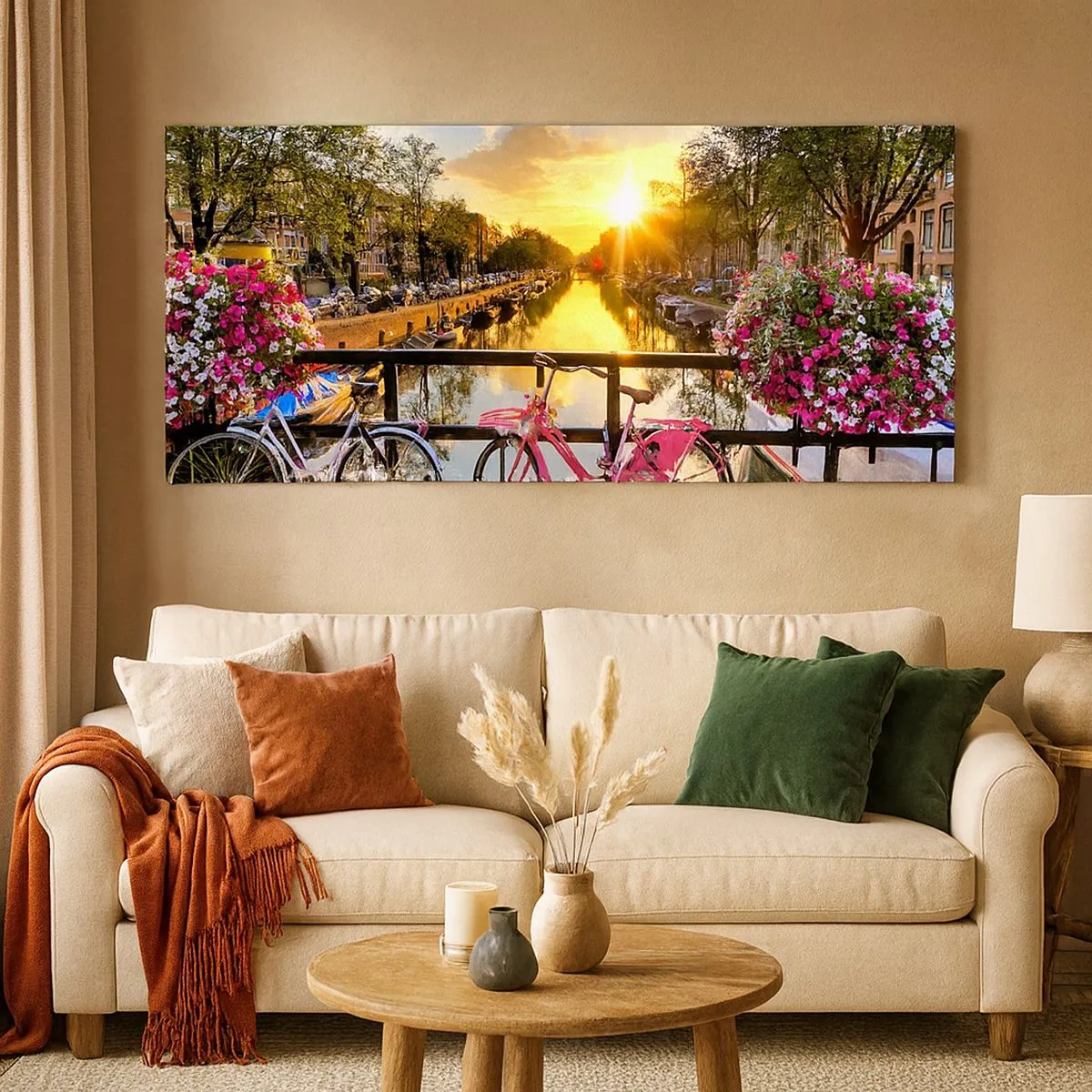 Impression sur toile - Image sur toile - Matin de printemps à Amsterdam - 100x40 cm