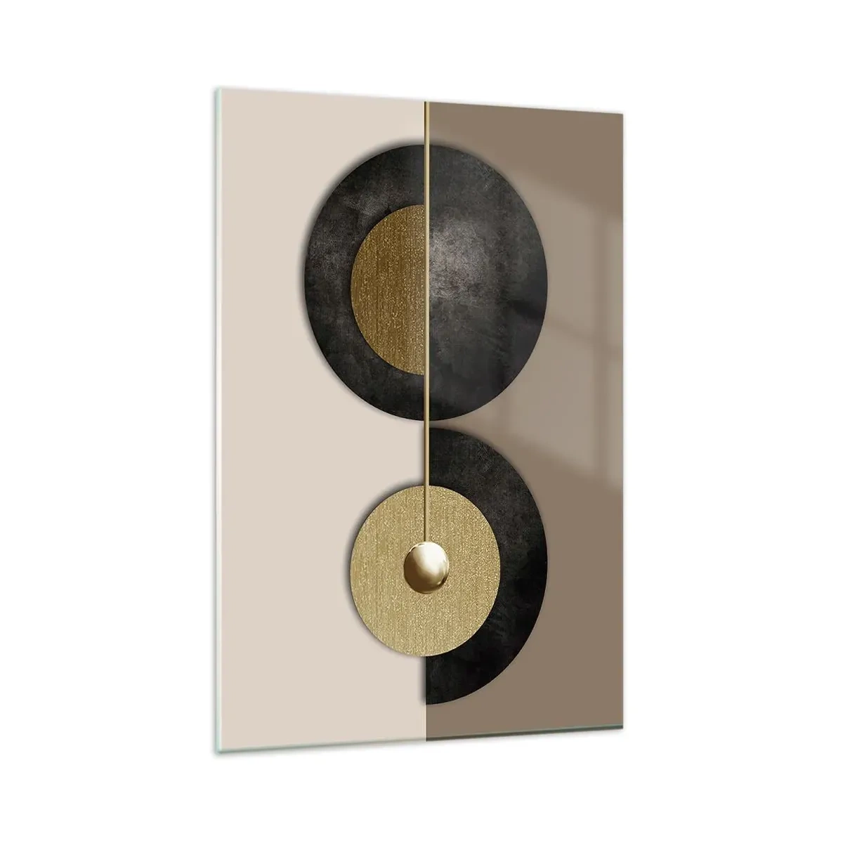 Impression sur verre - Image sur verre - Cercles abstraits dans des tons d'or et de marron - 80x120cm - Variations autour du cercle - Décoration murale moderne pour le salon et la chambre ARTTOR