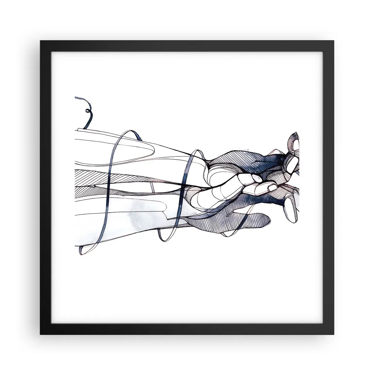Affiche dans un cadre noir - Poster - Étude du touché - 40x40 cm
