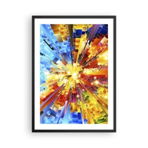 Affiche dans un cadre noir - Poster - Une explosion de lumière colorée sous une forme abstraite - 50x70cm - In medias res - Décoration murale moderne pour le salon et la chambre ARTTOR