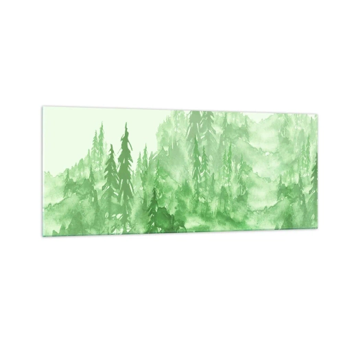 Impression sur verre - Image sur verre - Flou de brouillard vert - 100x40 cm