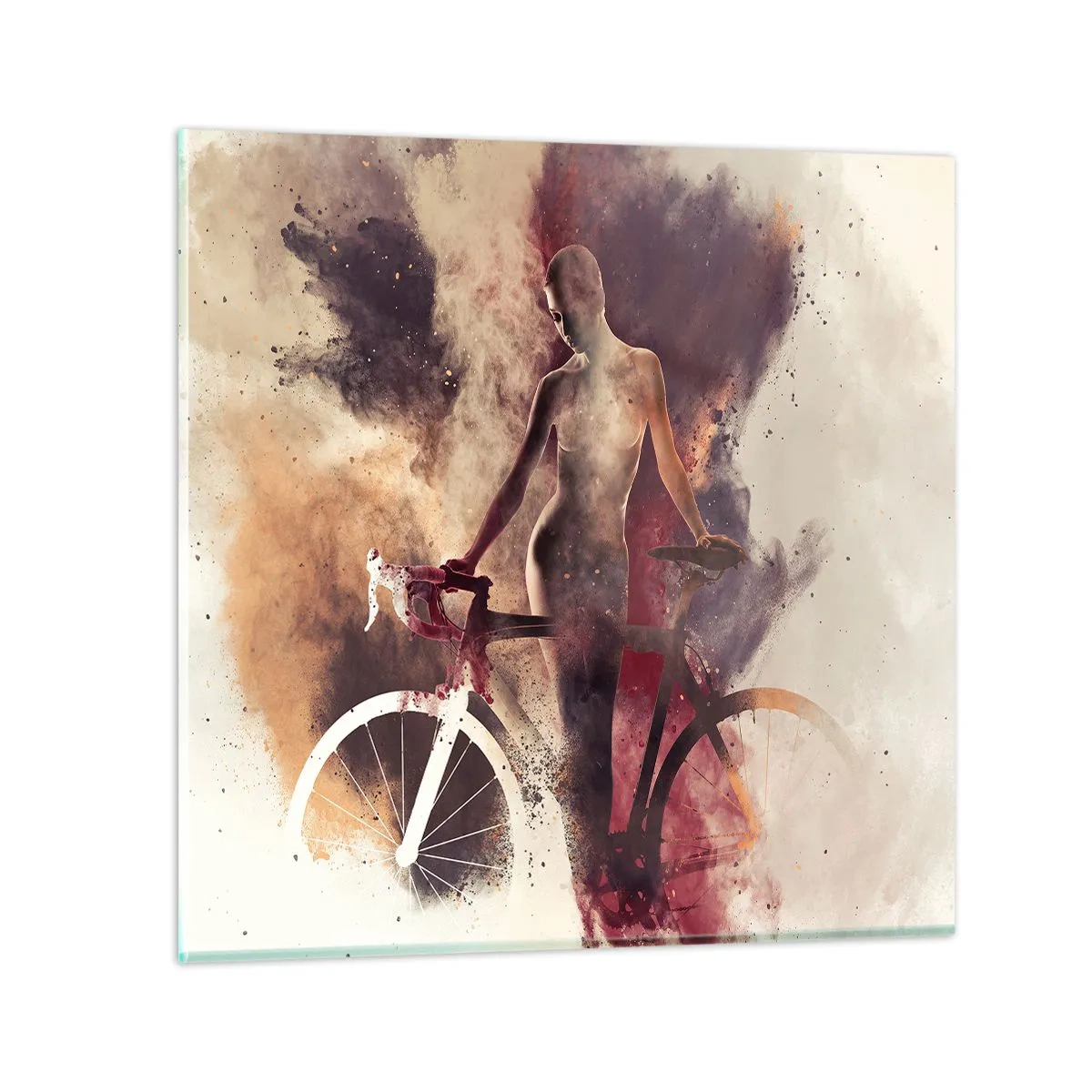 Impression sur verre - Image sur verre - Une âme de vélo aux formes marbrées - 70x70 cm