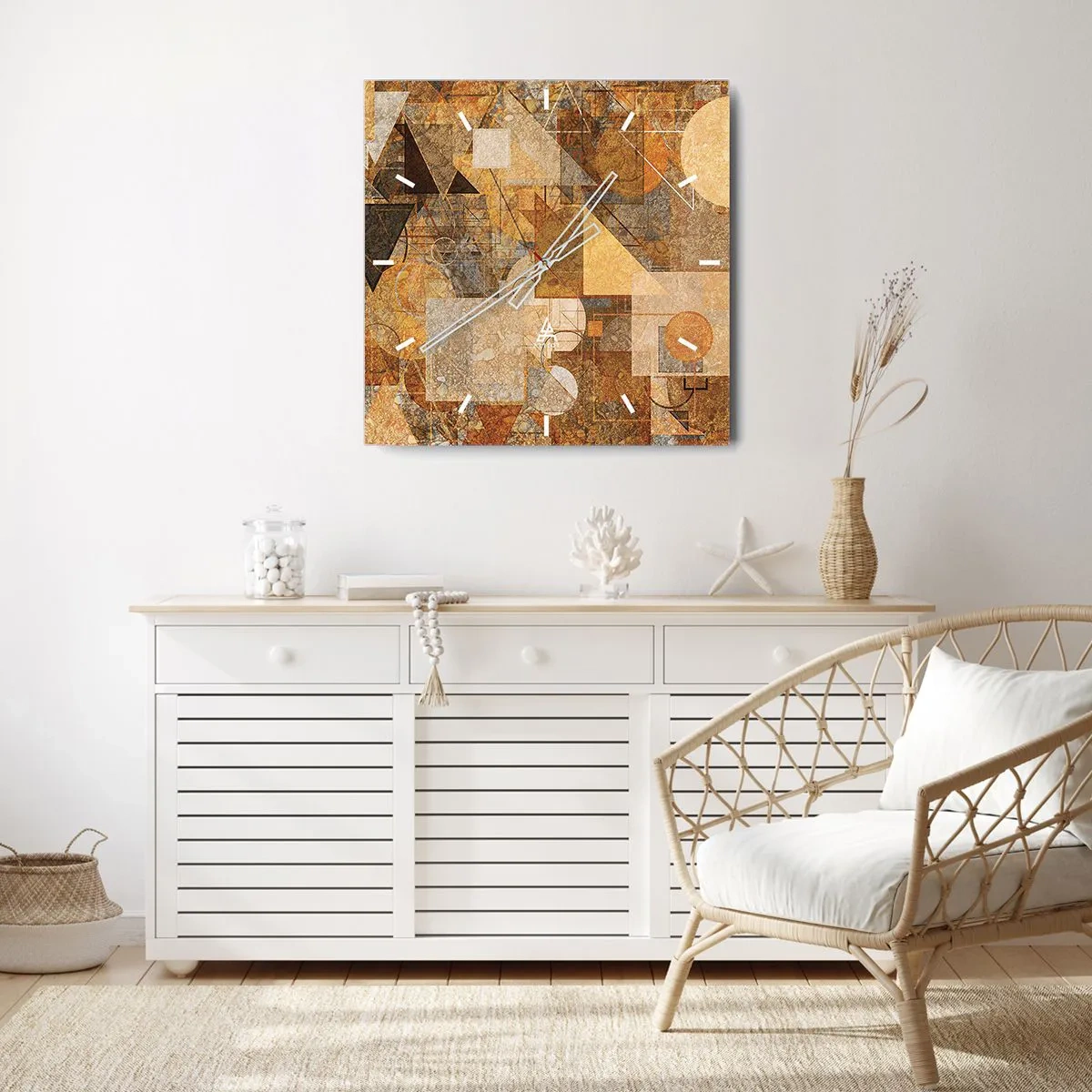 Horloge murale - Pendule murale - Étude cubique de marron - 30x30 cm