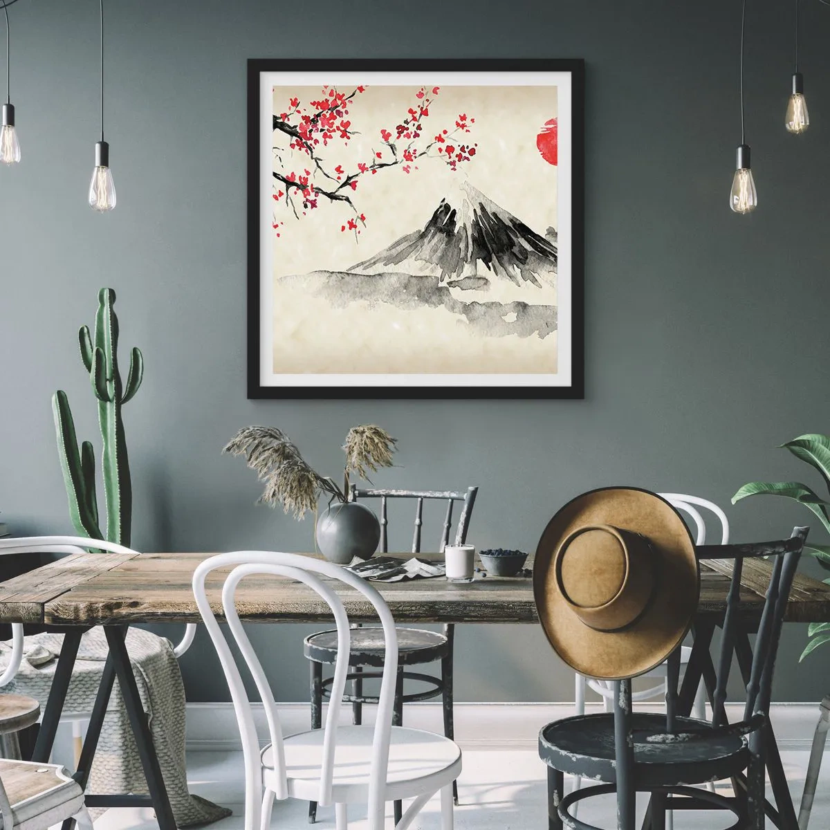 Affiche dans un cadre noir - Poster - Tomber amoureux du Japon - 30x30 cm