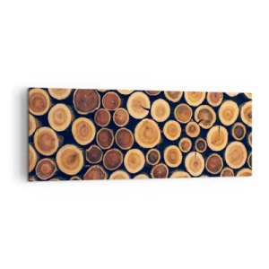 Impression sur toile - Image sur toile - Modèle réalisé à partir de sections transversales de bûches de bois - 140x50cm - Quel âge je semble avoir ? - Décoration murale moderne pour le salon et la chambre ARTTOR