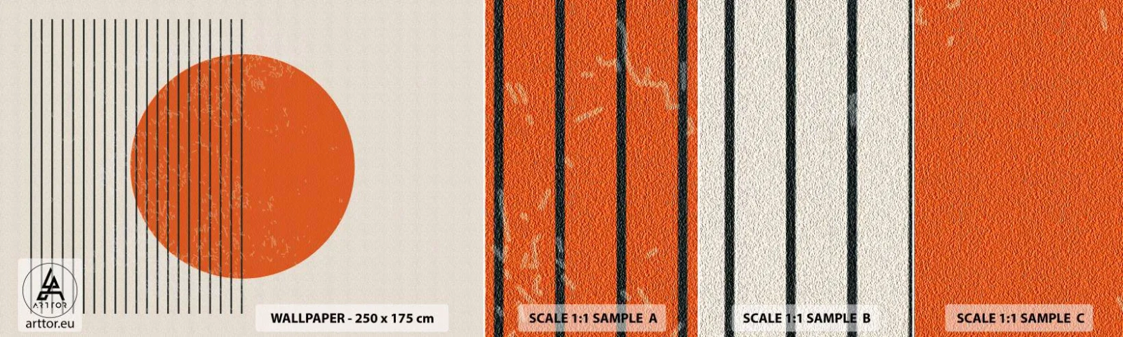 Échantillon de Papier Peint Autocollant Deluxe Sticker - Toujours le soleil - Soleil, Minimaliste, Lignes - 100x30 cm