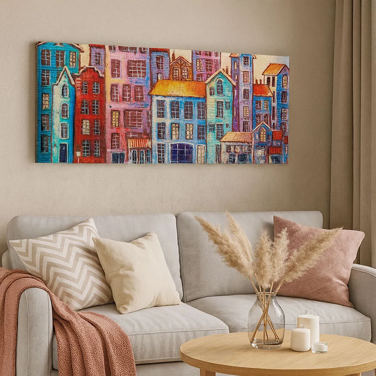 Impression sur toile - Image sur toile - Une ville comme dans un conte de fées - 100x40 cm