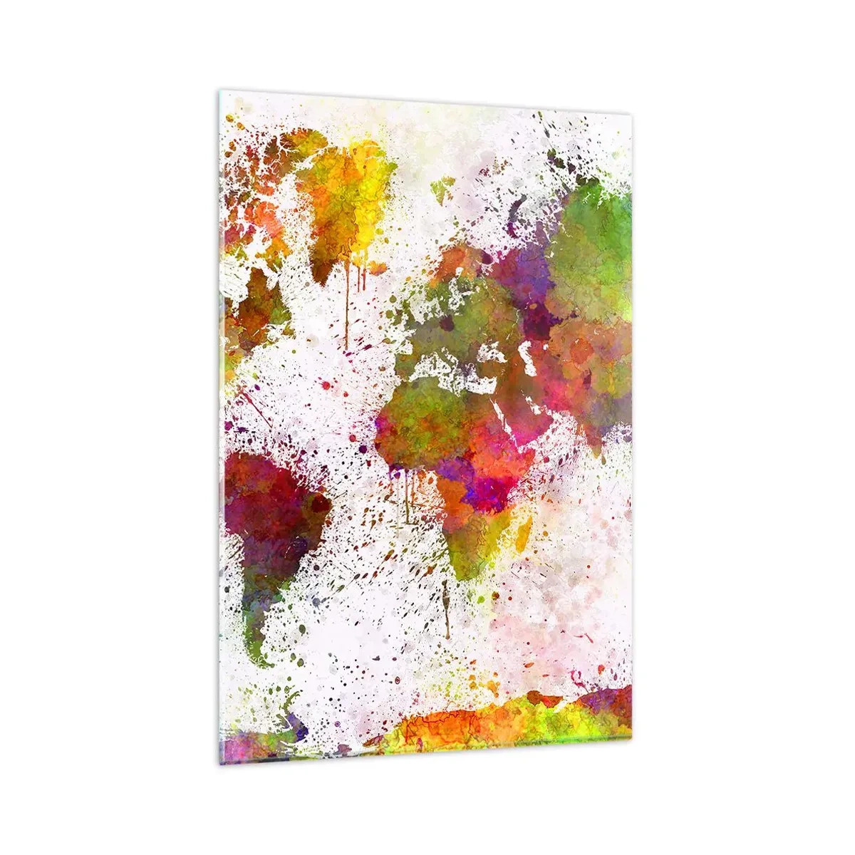 Impression sur verre - Image sur verre - Une carte du monde colorée dans un style abstrait - 80x120cm - D'une certaine manière ça s'est passé de la même façon - Décoration murale moderne pour le salon et la chambre ARTTOR
