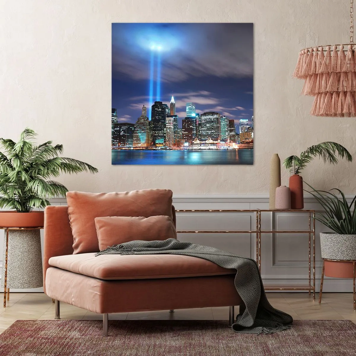 Impression sur toile - Image sur toile - Atteindre le ciel avec la lumière - 50x50 cm