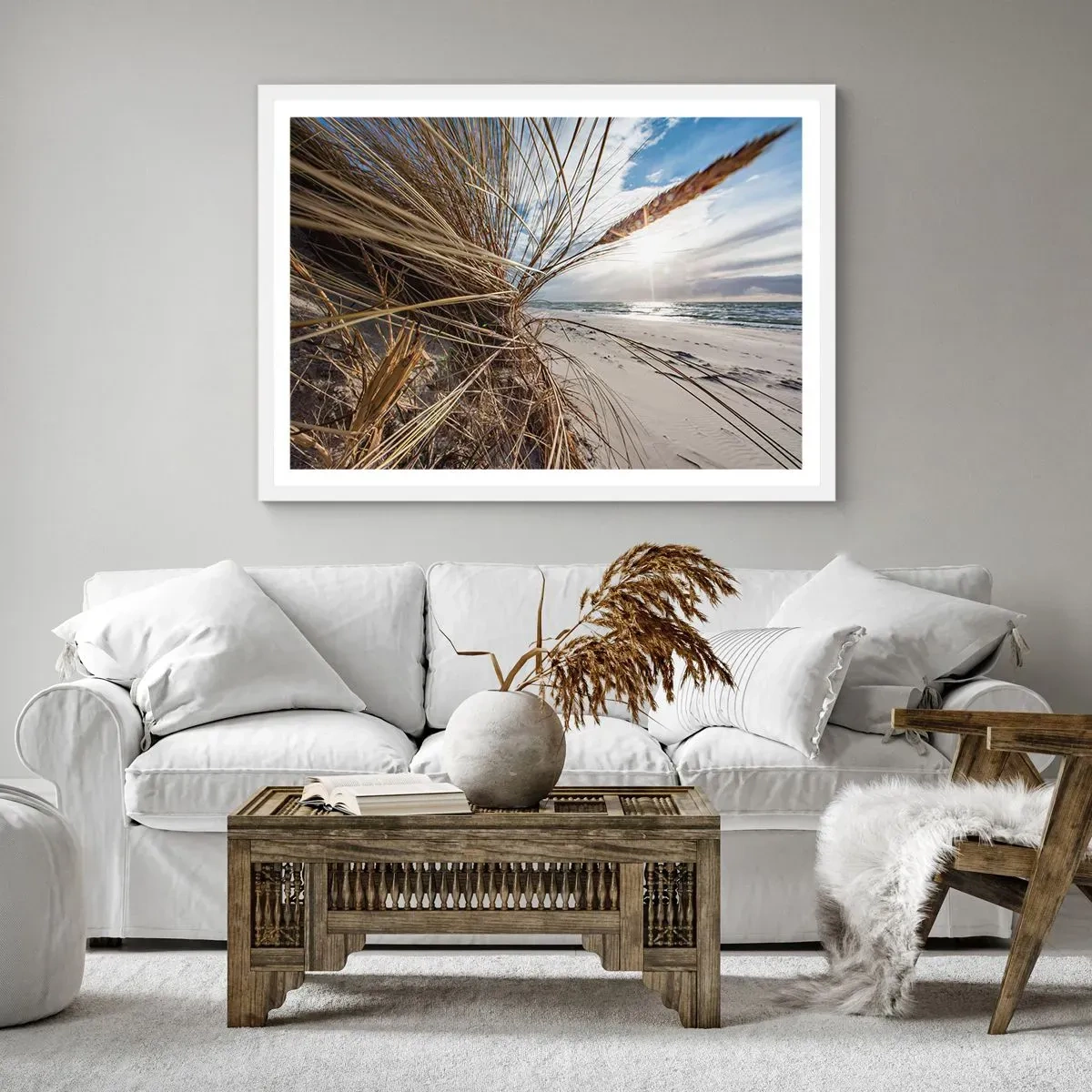 Affiche dans un cadre blanc - Poster - Rencontre des éléments - 100x70 cm