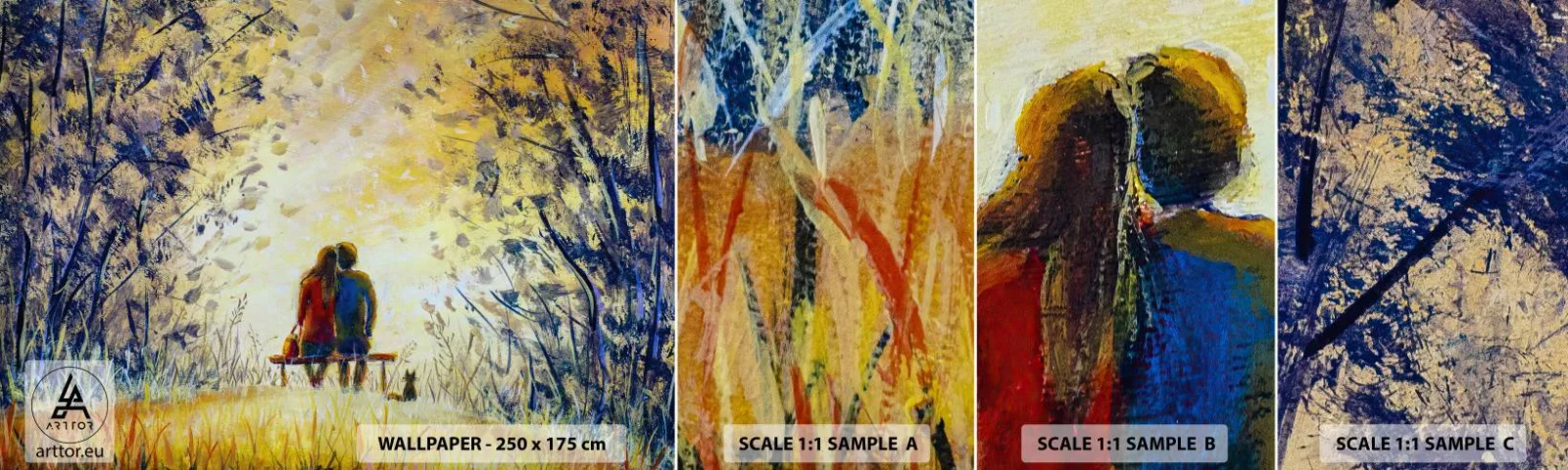 Échantillon De Papier Peint Standard Eco - Moment magique - Couple d'amoureux, Parc, Nature - 100x30 cm