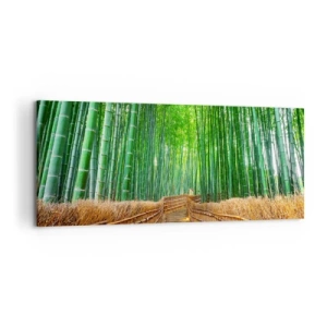 Impression sur toile - Image sur toile - Un chemin dans une dense forêt de bambous - 120x50cm - L'essence de la nature asiatique - Décoration murale moderne pour le salon et la chambre ARTTOR