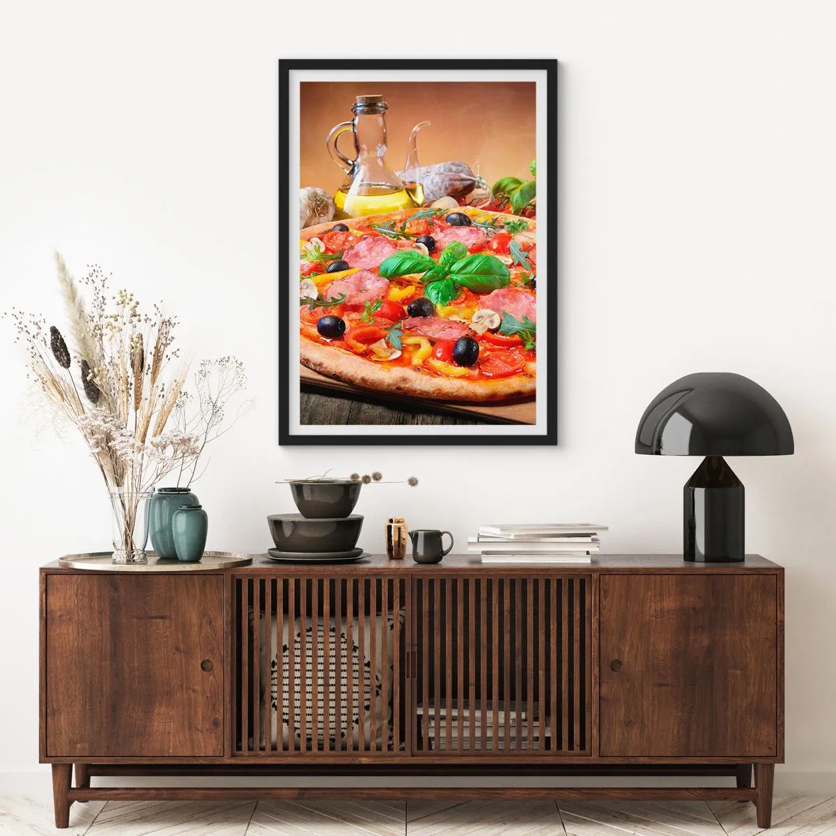 Affiche dans un cadre noir - Poster - Avec une vraie saveur italienne - 30x40 cm