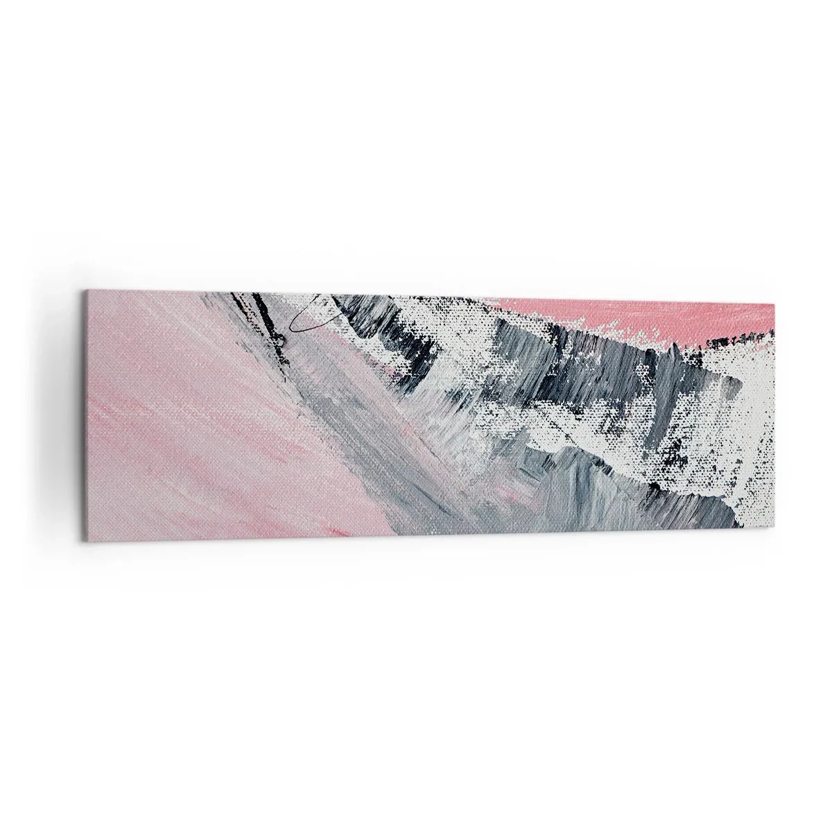 Impression sur toile - Image sur toile - Une composition abstraite dans les tons de rose et de gris. - 160x50cm - Composition assortie - Décoration murale moderne pour le salon et la chambre ARTTOR
