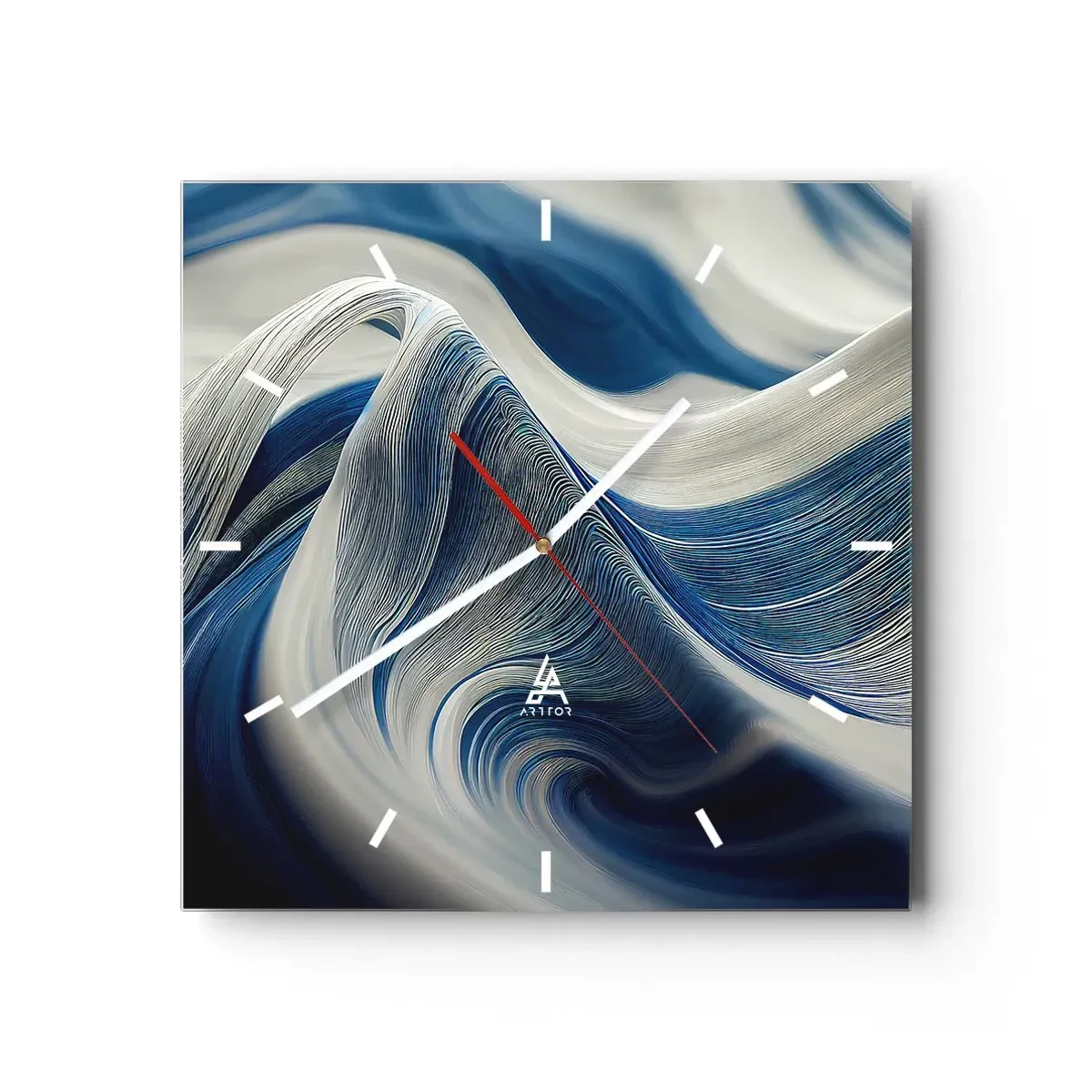 Horloge murale - Pendule murale - La fluidité du bleu et du blanc - 40x40 cm