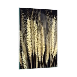 Impression sur verre - Image sur verre - Grain aux tons chauds sur fond noir - 50x70cm - Magie rustique - Décoration murale moderne pour le salon et la chambre ARTTOR