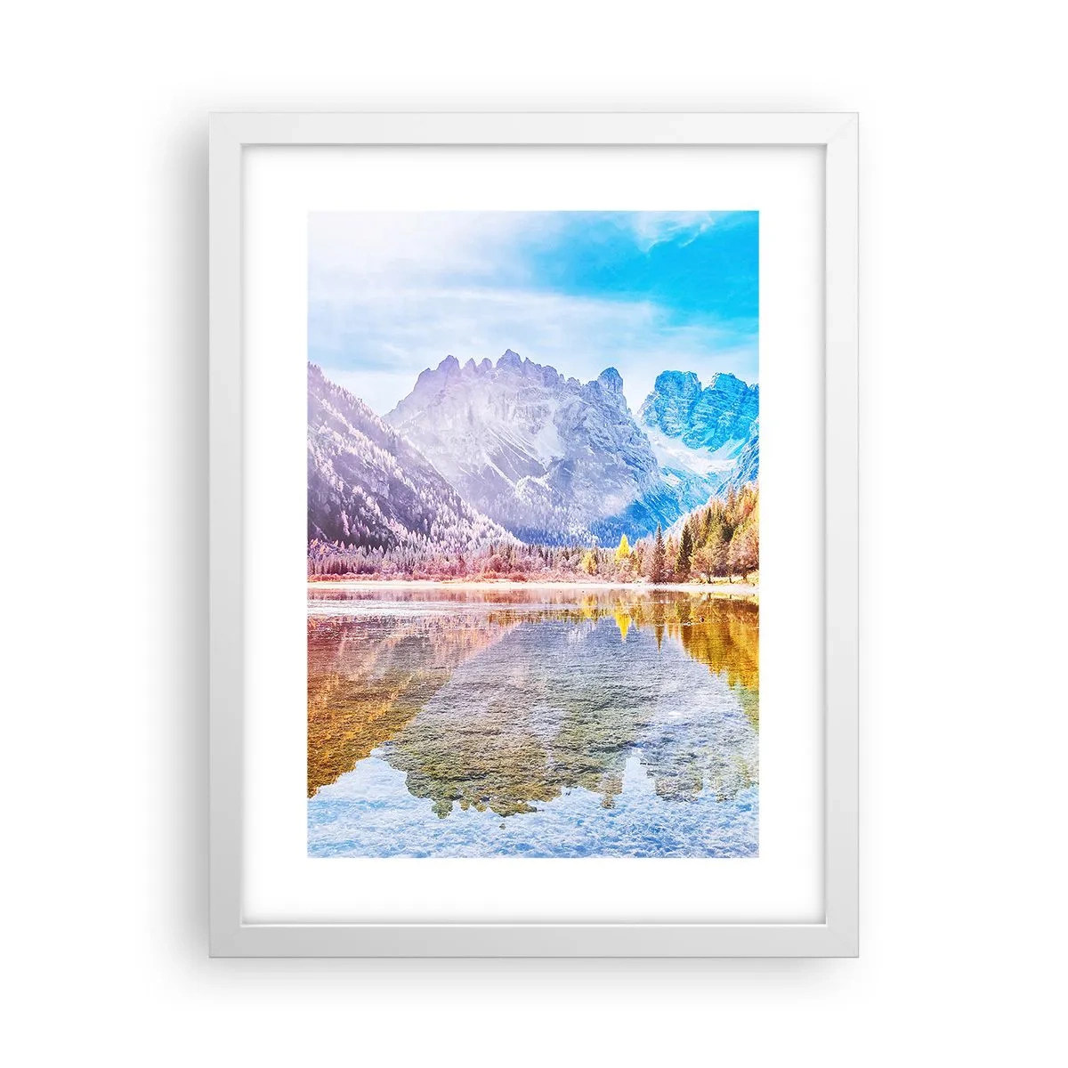 Affiche dans un cadre blanc - Poster - C'est déjà le printemps à la montagne - 30x40 cm