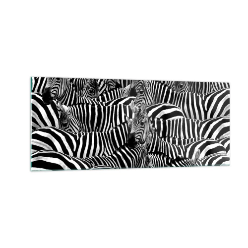 Impression sur verre - Image sur verre - Portrait collectif à rayures - 100x40 cm